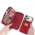 Zipper Wallet iPhone Case with Detachable Phone Holder