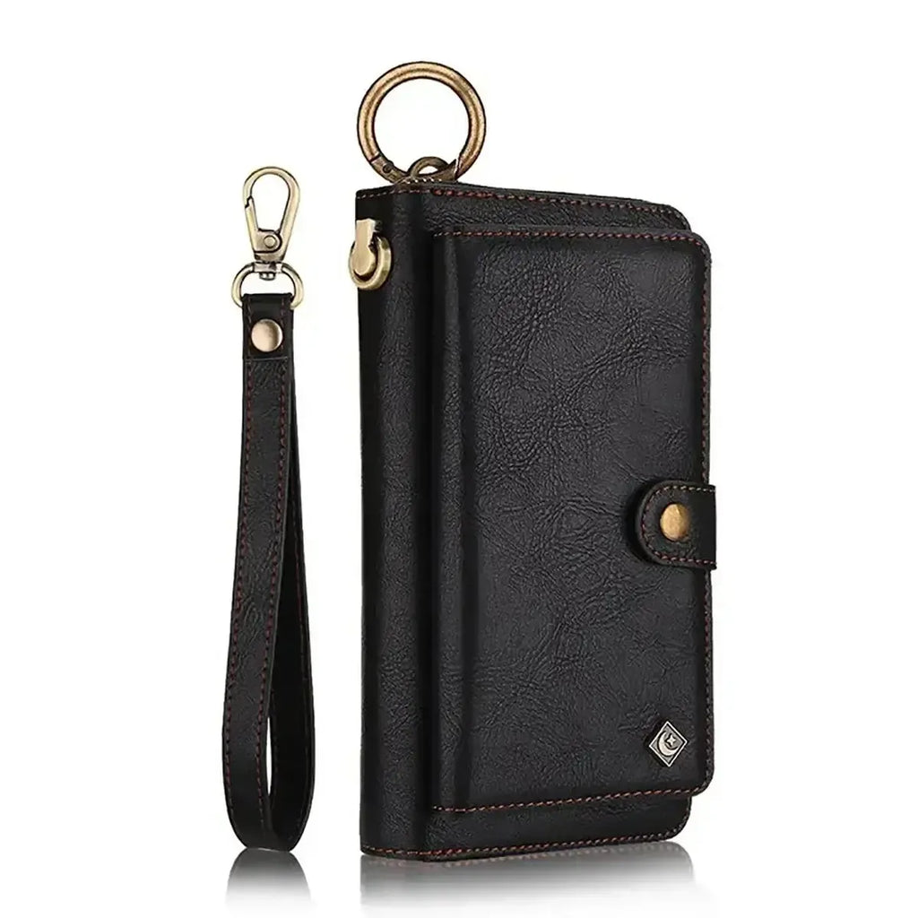 Zipper Wallet iPhone Case with Detachable Phone Holder