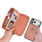 Zipper Wallet iPhone Case with Detachable Phone Holder
