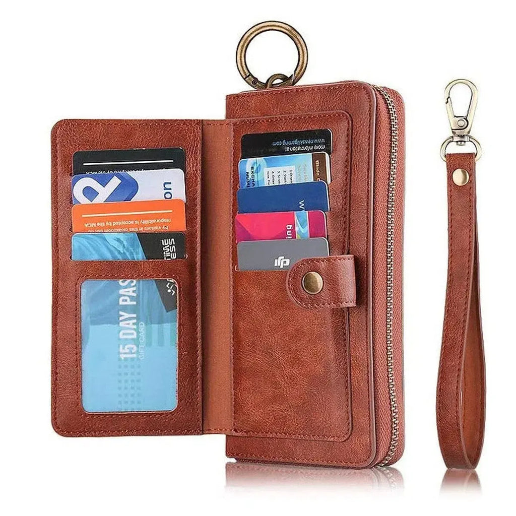 Zipper Wallet iPhone Case with Detachable Phone Holder