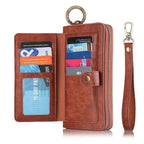 Zipper Wallet iPhone Case with Detachable Phone Holder