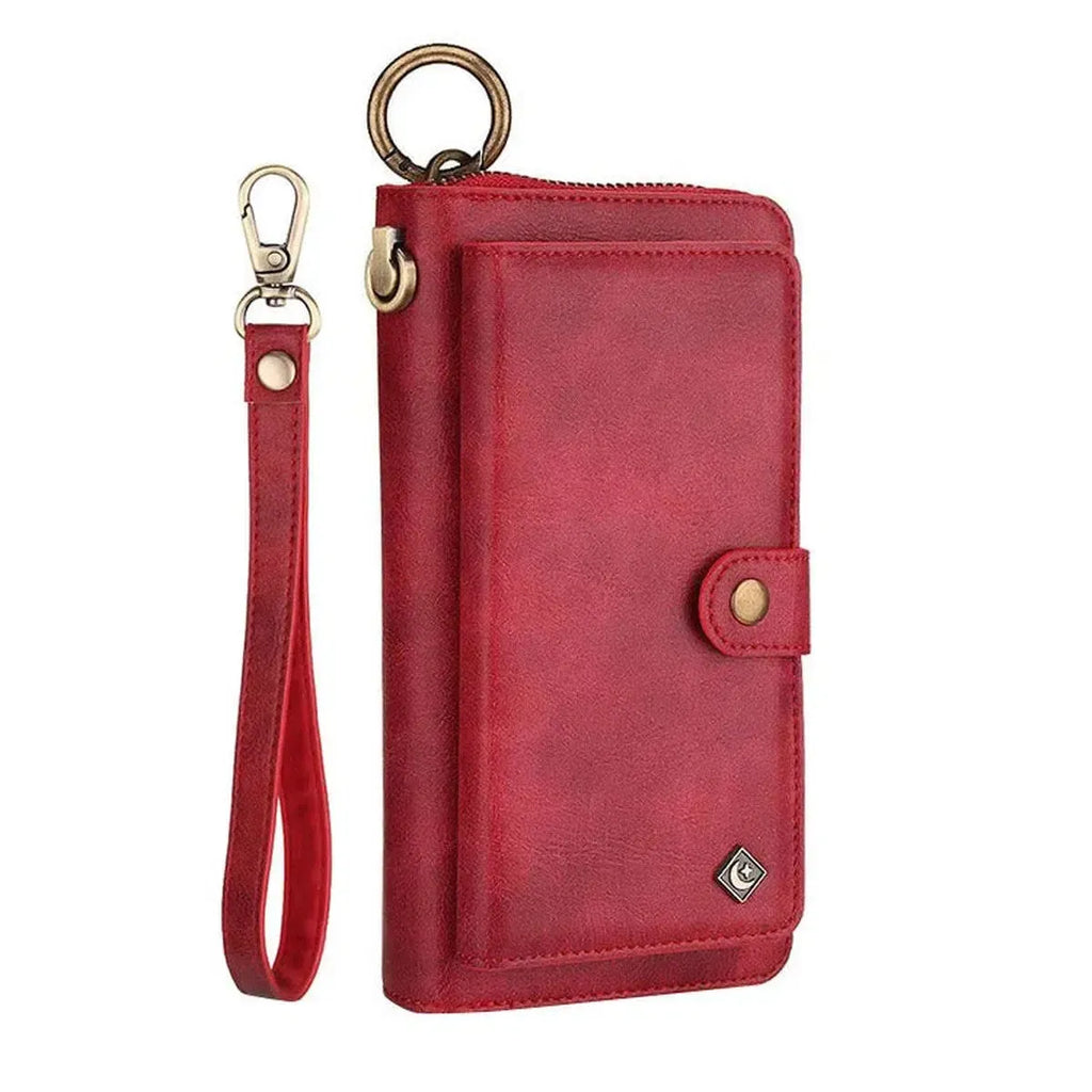 Zipper Wallet iPhone Case with Detachable Phone Holder