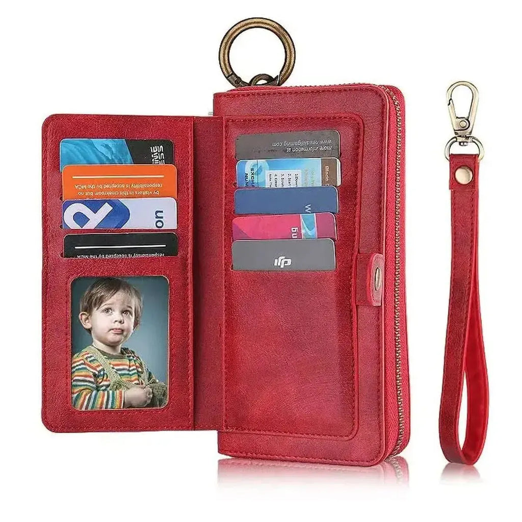 Zipper Wallet iPhone Case with Detachable Phone Holder