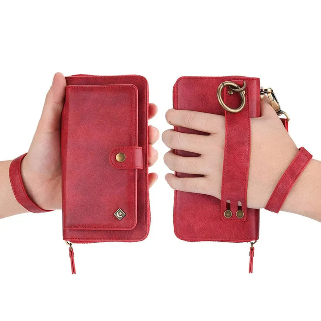 Zipper Wallet iPhone Case with Detachable Phone Holder