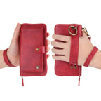 Zipper Wallet iPhone Case with Detachable Phone Holder