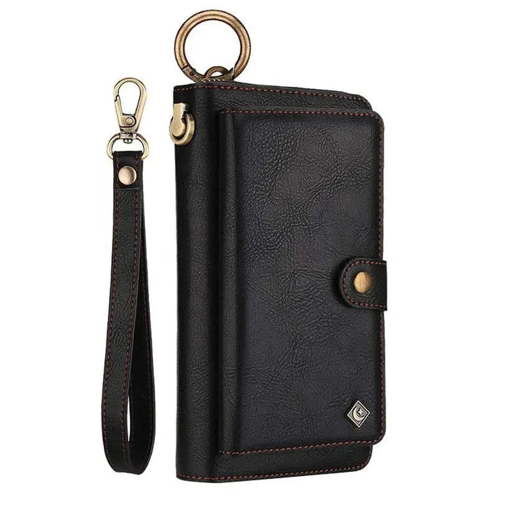 Zipper Wallet iPhone Case with Detachable Phone Holder