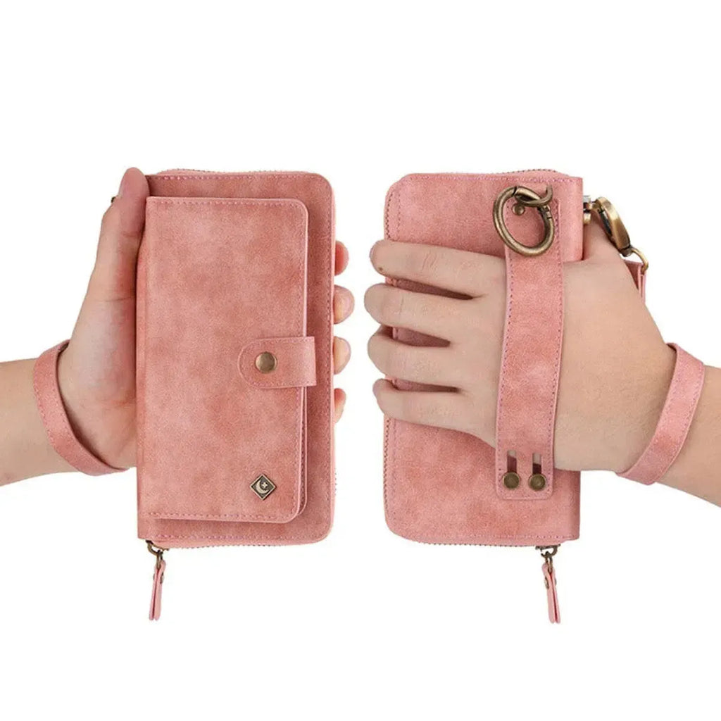 Zipper Wallet iPhone Case with Detachable Phone Holder