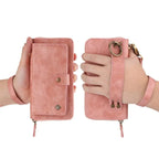 Zipper Wallet iPhone Case with Detachable Phone Holder