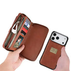 Zipper Wallet iPhone Case with Detachable Phone Holder