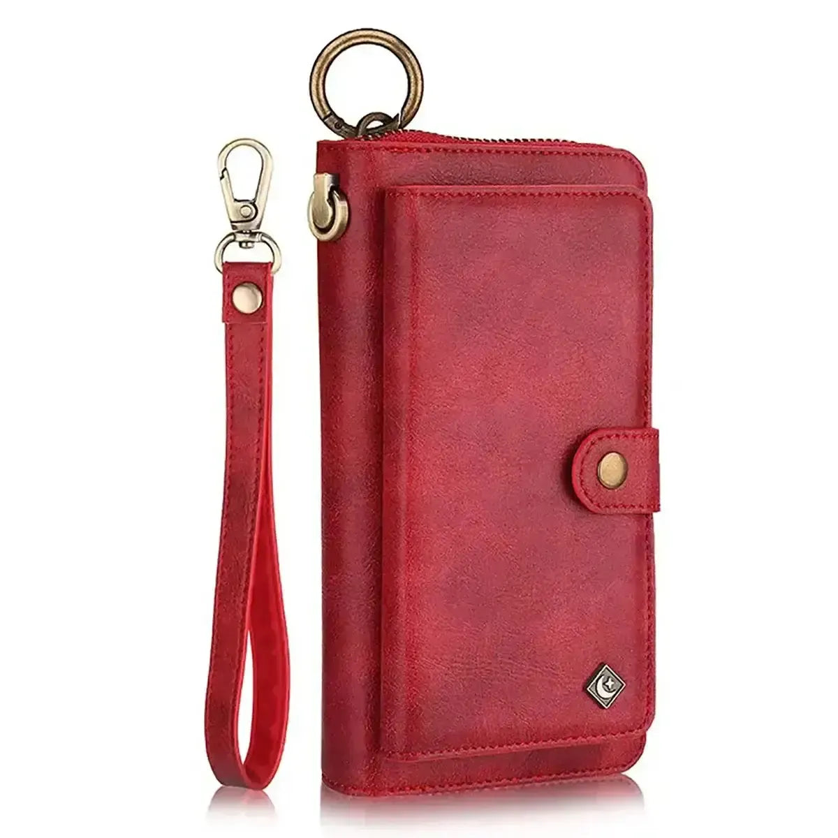 Zipper Wallet iPhone Case with Detachable Phone Holder