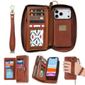 Zipper Wallet iPhone Case with Detachable Phone Holder