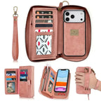Zipper Wallet iPhone Case with Detachable Phone Holder
