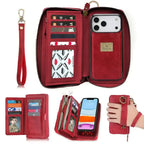 Zipper Wallet iPhone Case with Detachable Phone Holder