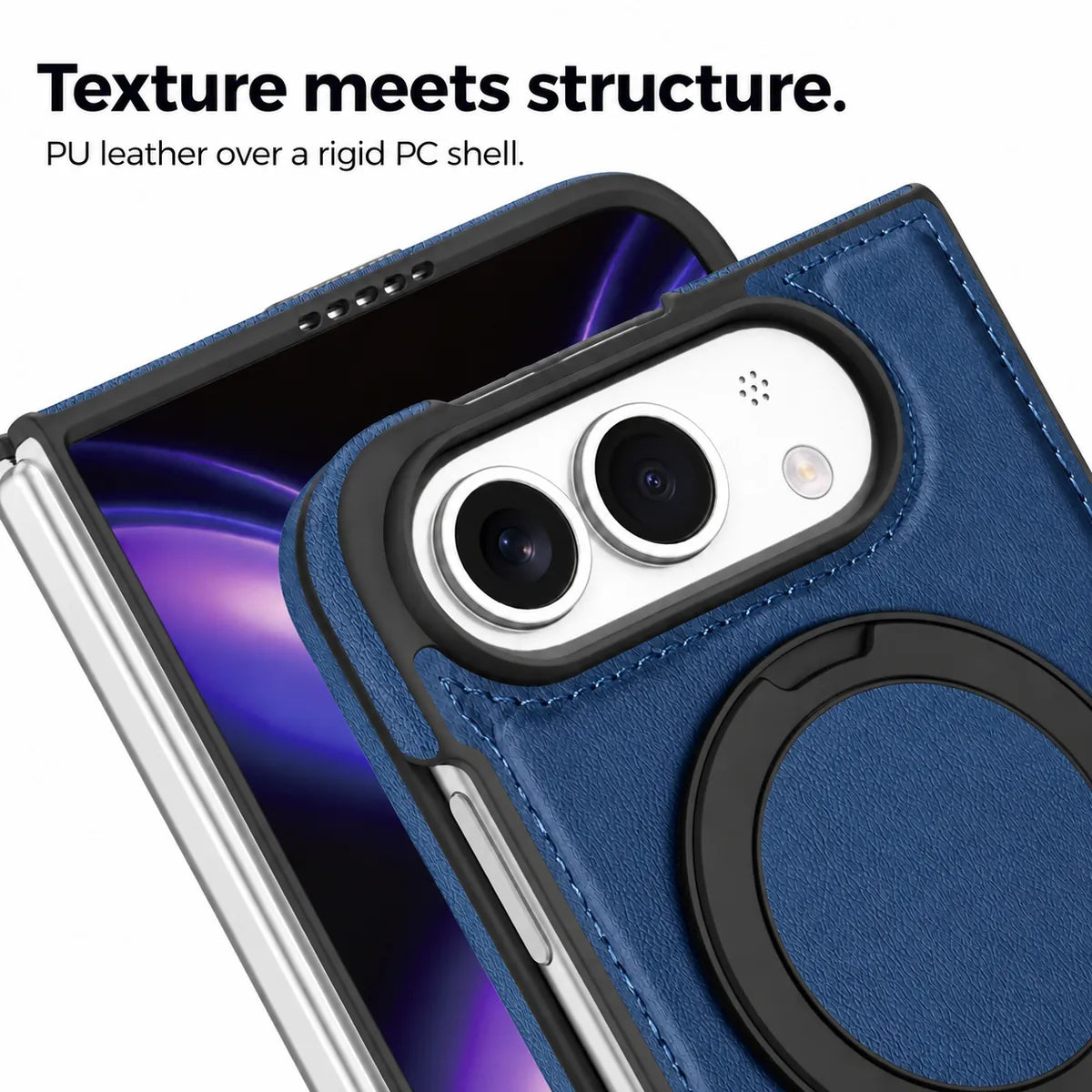 Leather iPhone Duo Case with Ring Kickstand