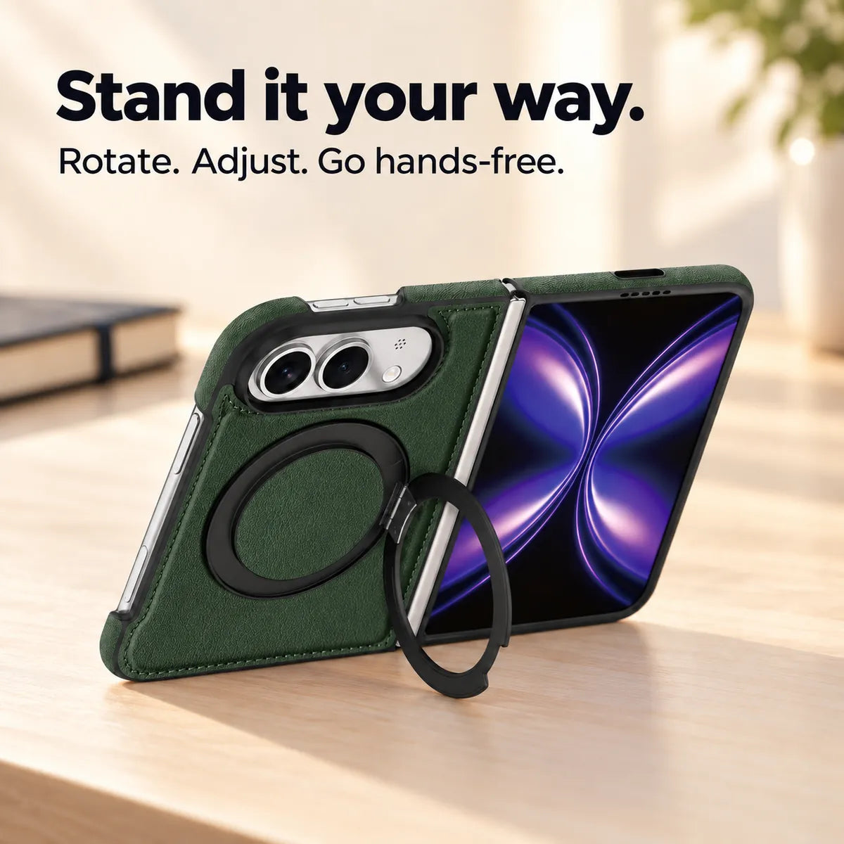 Leather iPhone Duo Case with Ring Kickstand