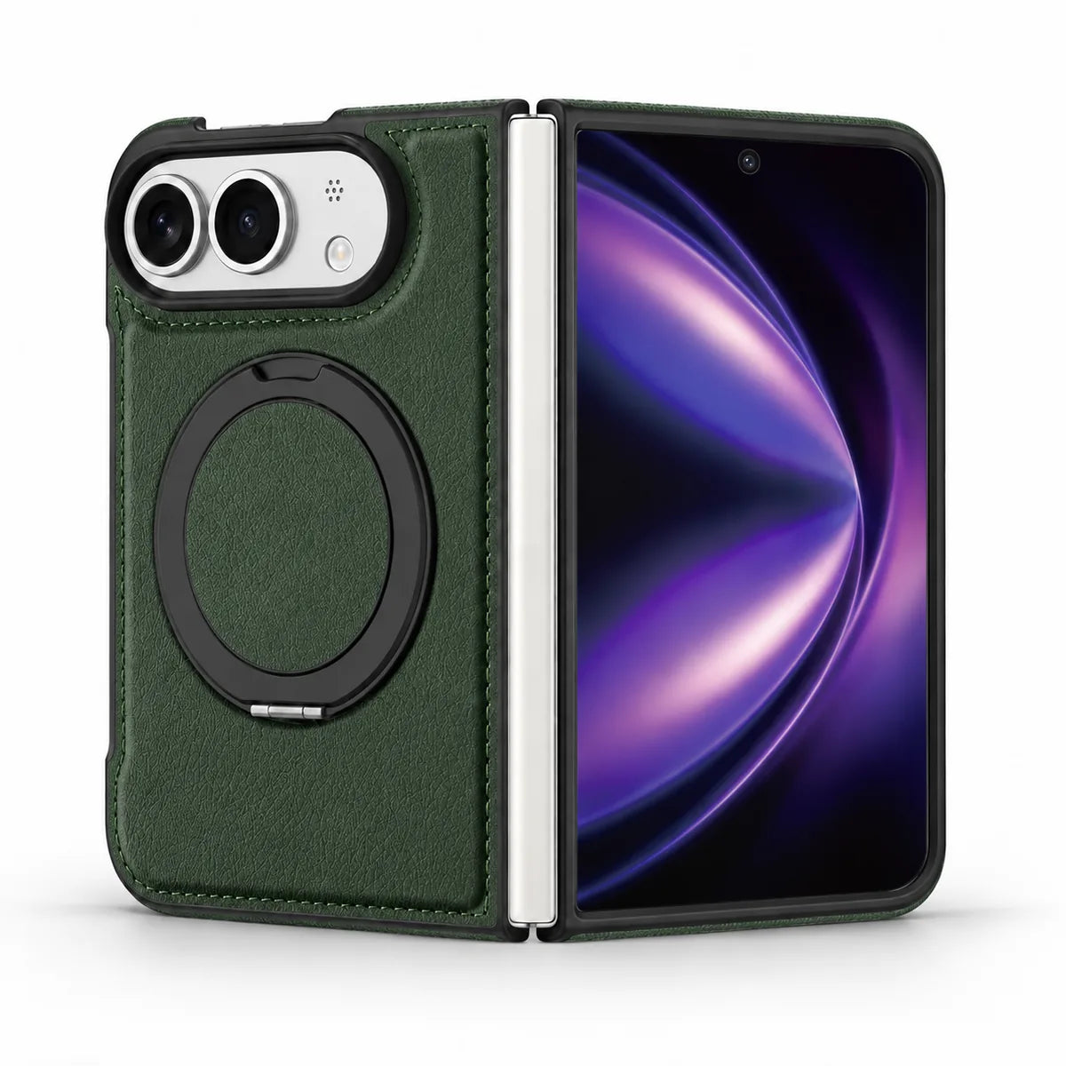 Leather iPhone Duo Case with Ring Kickstand