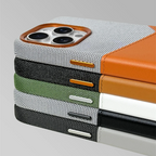 Two Tone Hybrid iPhone Case Woven Textile Leather Panel Slim Protective Cover