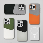 Two Tone Hybrid iPhone Case Woven Textile Leather Panel Slim Protective Cover