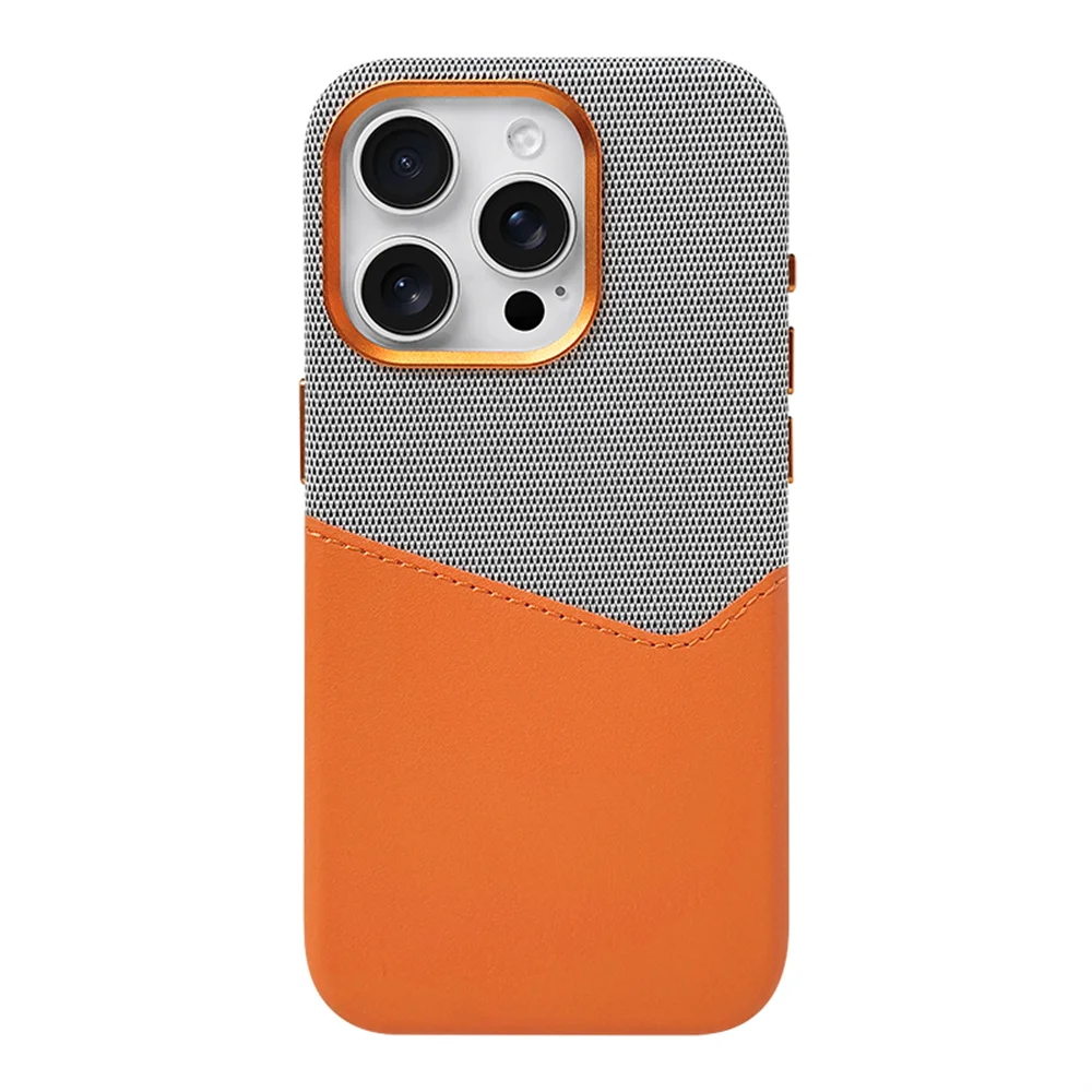 Two Tone Hybrid iPhone Case Woven Textile Leather Panel Slim Protective Cover