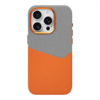 Two Tone Hybrid iPhone Case Woven Textile Leather Panel Slim Protective Cover