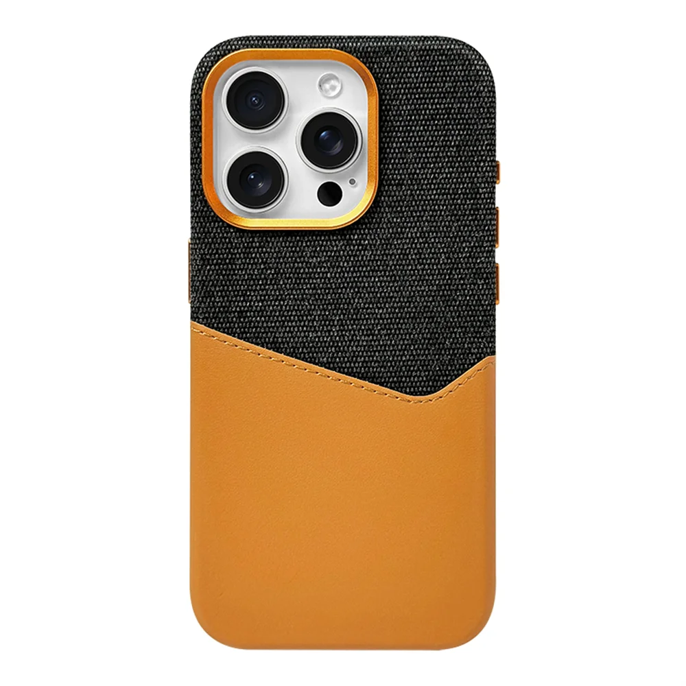 Two Tone Hybrid iPhone Case Woven Textile Leather Panel Slim Protective Cover