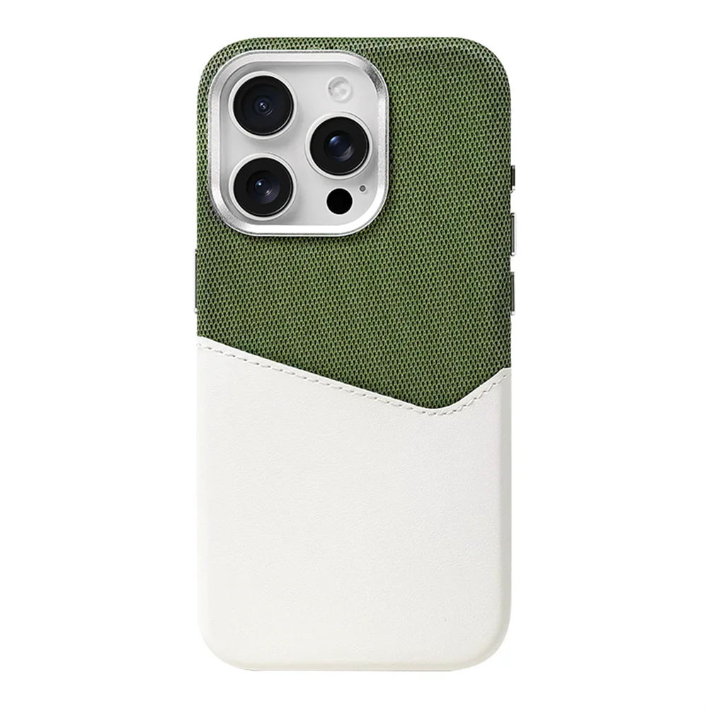 Two Tone Hybrid iPhone Case Woven Textile Leather Panel Slim Protective Cover