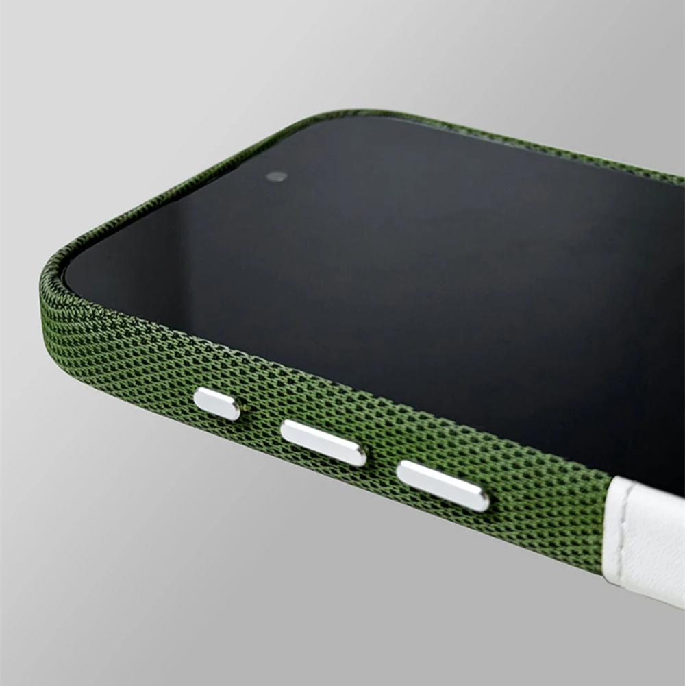 Two Tone Hybrid iPhone Case Woven Textile Leather Panel Slim Protective Cover