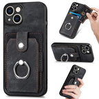 Leather Card Holder iPhone Case with Ring Stand
