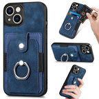Leather Card Holder iPhone Case with Ring Stand