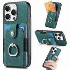Leather Card Holder iPhone Case with Ring Stand