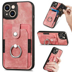 Leather Card Holder iPhone Case with Ring Stand