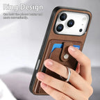 Leather Card Holder iPhone Case with Ring Stand