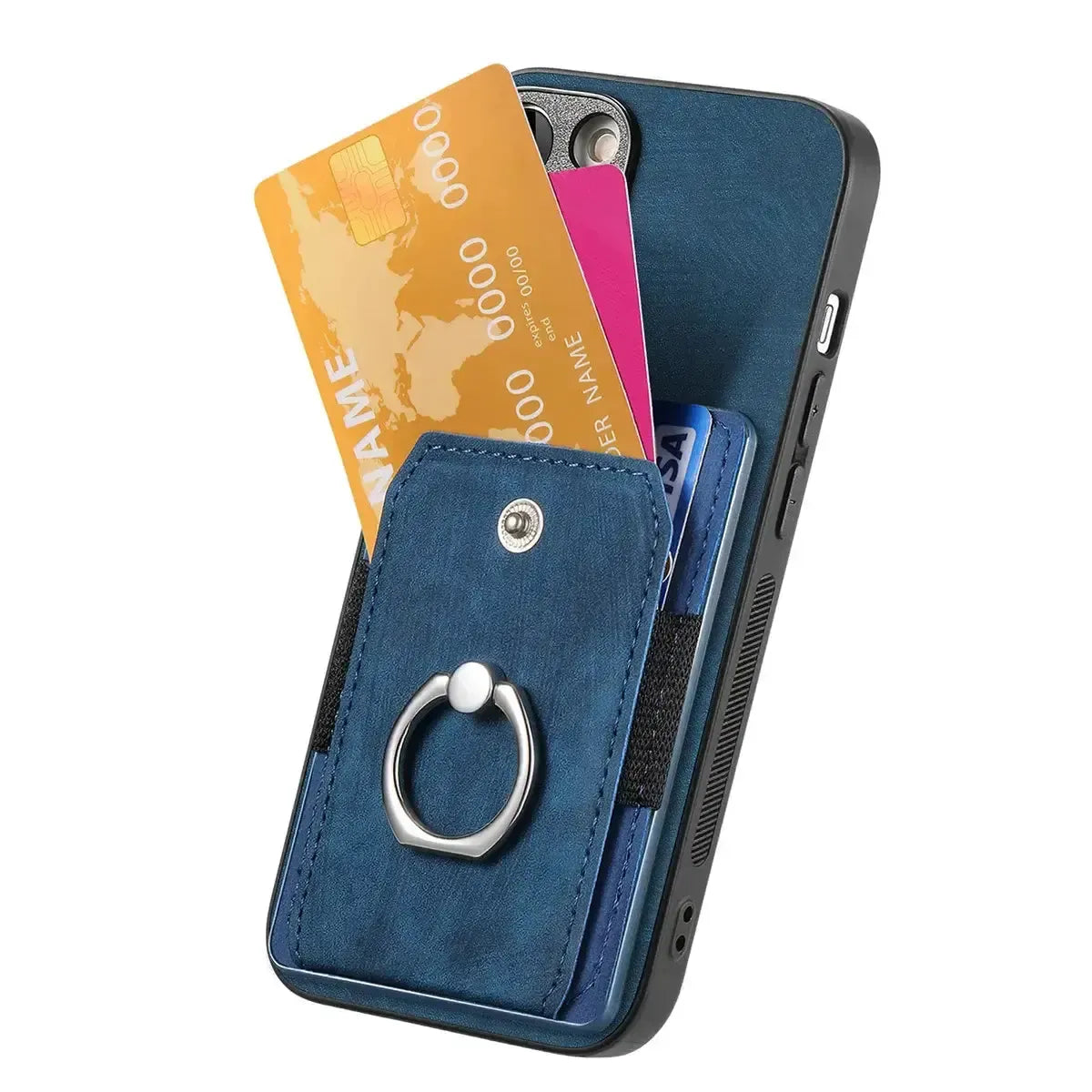 Leather Card Holder iPhone Case with Ring Stand