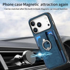 Leather Card Holder iPhone Case with Ring Stand