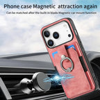 Leather Card Holder iPhone Case with Ring Stand