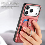 Leather Card Holder iPhone Case with Ring Stand