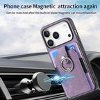 Leather Card Holder iPhone Case with Ring Stand