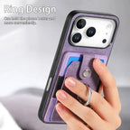 Leather Card Holder iPhone Case with Ring Stand