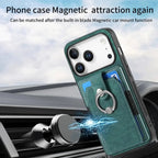 Leather Card Holder iPhone Case with Ring Stand