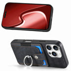 Leather Card Holder iPhone Case with Ring Stand