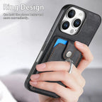 Leather Card Holder iPhone Case with Ring Stand
