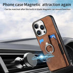 Leather Card Holder iPhone Case with Ring Stand
