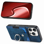 Leather Card Holder iPhone Case with Ring Stand