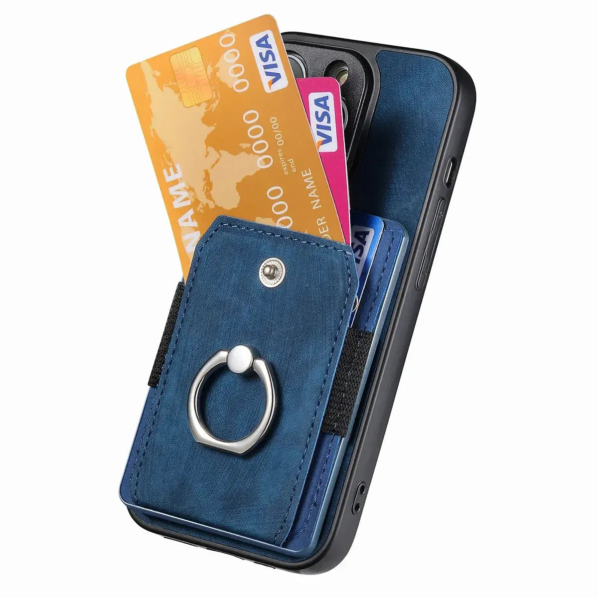 Leather Card Holder iPhone Case with Ring Stand