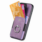 Leather Card Holder iPhone Case with Ring Stand