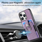 Leather Card Holder iPhone Case with Ring Stand