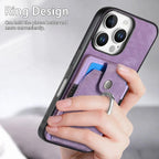 Leather Card Holder iPhone Case with Ring Stand