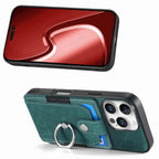 Leather Card Holder iPhone Case with Ring Stand