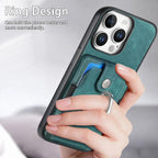 Leather Card Holder iPhone Case with Ring Stand
