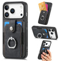 Leather Card Holder iPhone Case with Ring Stand